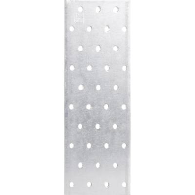 Metal plate with evenly distributed round holes.