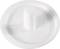 White plastic disc with a raised needle in the centre and embossed numbers on it. Used for securely sealing lids.