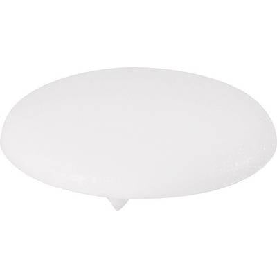 A white, oval foam disc with a small point on its underside.