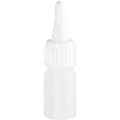 Small white plastic bottle with a screw cap and a long, narrow nozzle for precise dosing of liquids.