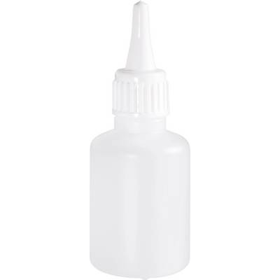 A white plastic bottle with a long, narrow spout, suitable for precise dispensing of liquids.