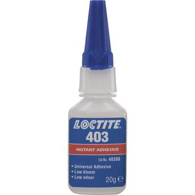 Superglue Bottle, brand 'Loctite 403', contains 20g. Features: universal adhesive, low bloom, low odour.