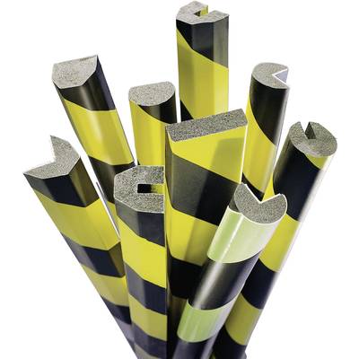 TRAFFIC-LINE SURFACE PROTECTION, SEMI-CIRCULAR 32/40/32, 1,000mm  LENGTHS. SELF ADHESIVE, YELLOW/BLACK - Magnetic,