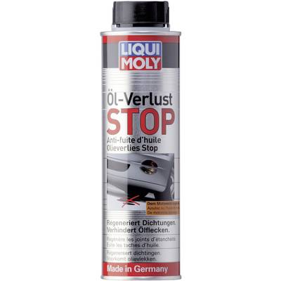 Grey tin with red text 'Oil Loss STOP'. Promotes seal regeneration, prevents oil loss. Manufactured in Germany.