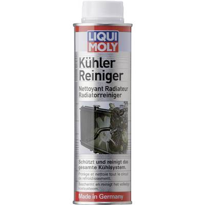 Bottle with the label 'Liqui Moly Radiator Cleaner'. Cleans the cooling system, manufactured in Germany.