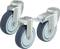 Three swivel transport castors, two with lockable brakes. Suitable for heavy loads in industrial applications.