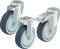 Three heavy-duty castors with grey rubber tyres and metal housings, designed for industrial vehicles or transport trolleys.