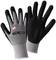 Black nitrile work gloves with a grey back of hand. Suitable for mechanical work, protection against oils and abrasion.