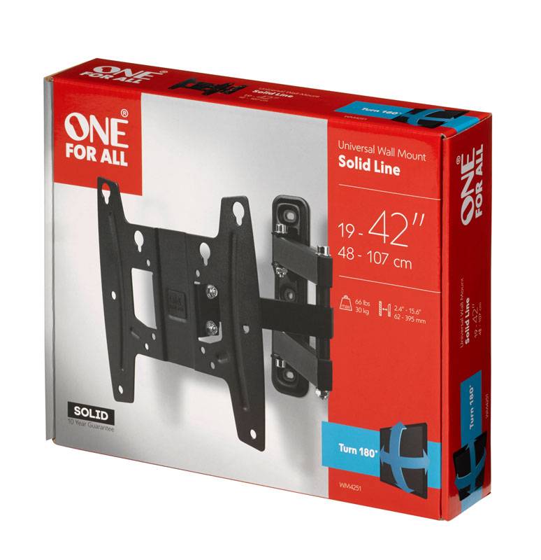 One For All WM 4251 TV wall mount 48,3 cm (19") - 109,2 cm (43") Rotatable, Tiltable, Swivelling, Retractable-1