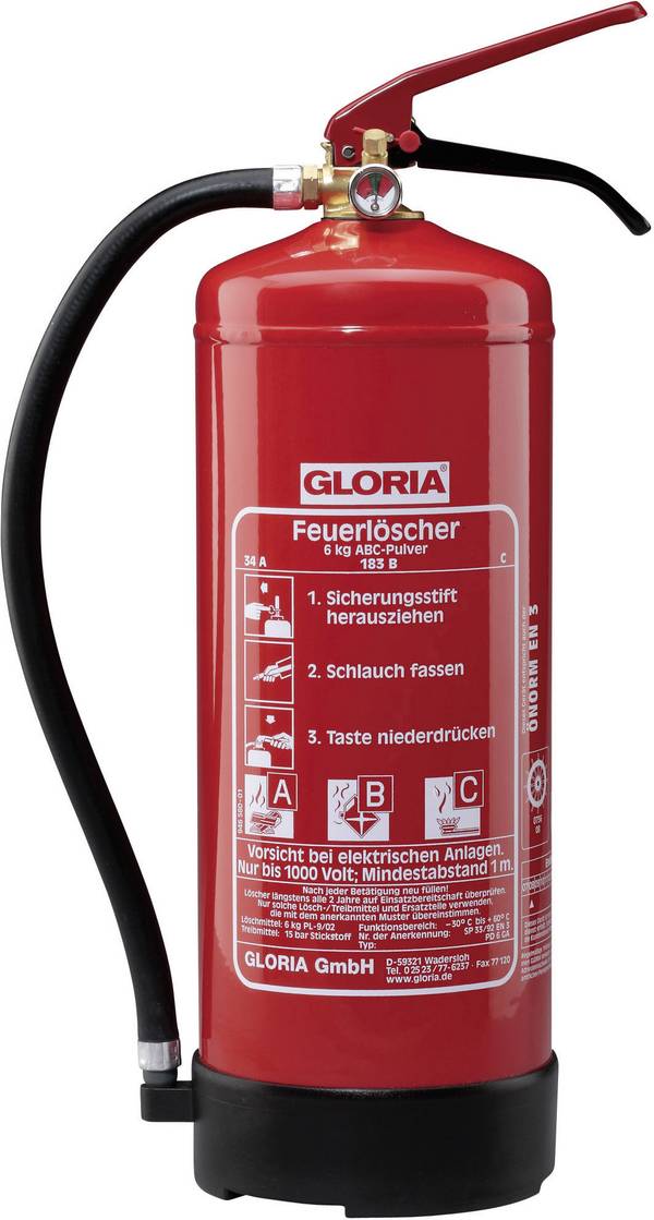 Gloria PD6GA Powder 6 kg Fire class: A, B, C Content 1 pc(s)