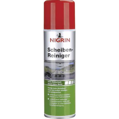 Tin with a red lid and label: 'Nigrin Window Cleaner'. Promises streak-free shine and prevents dirt build-up.