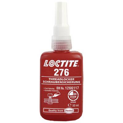 'Loctite 276' Threadlocker in red bottle, 50 ml. Text: 'Rapid Fixing', 'Thread Securing', quality by 'Henkel'.