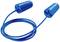 A pair of blue earplugs with a connecting cord, designed for hearing protection.