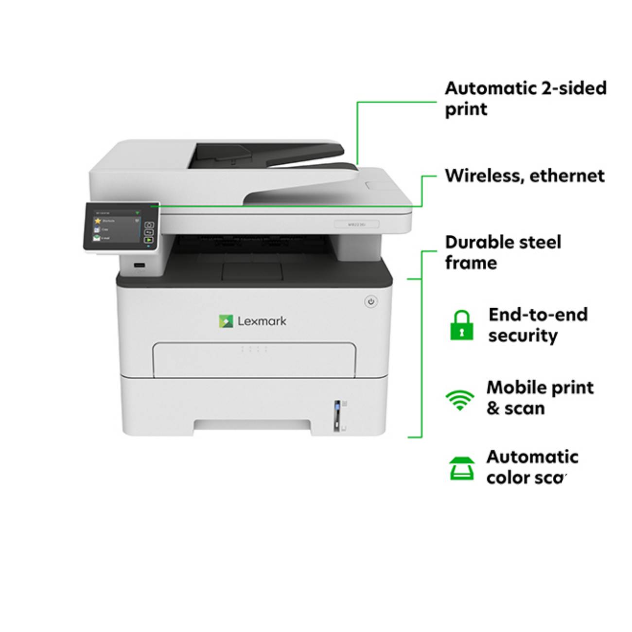 Lexmark MB 2236 i Multifunction printer Laser B/W A4 Printer, scanner, copier, fax LAN, Wi-Fi, Duplex, ADF-1