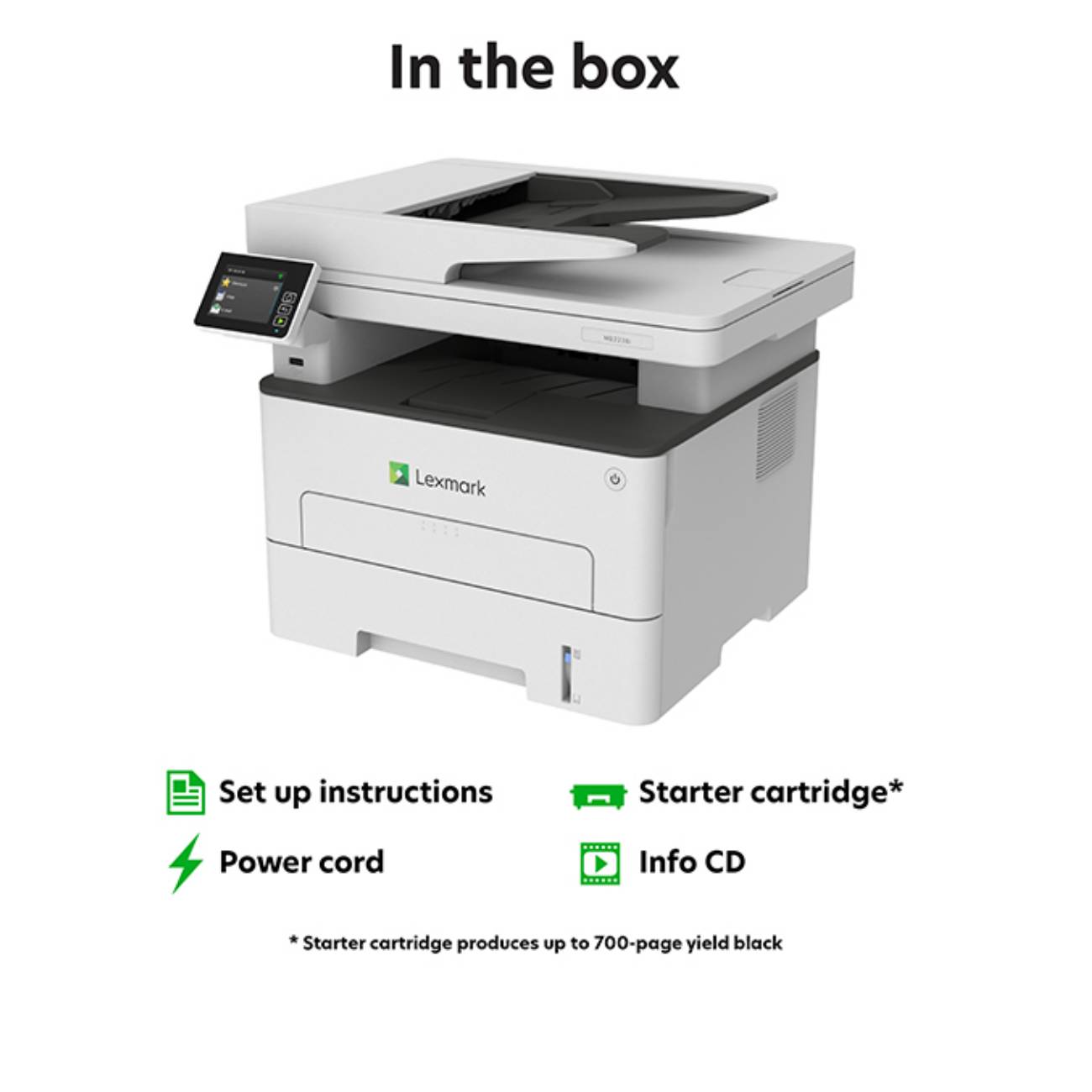 Lexmark MB 2236 i Multifunction printer Laser B/W A4 Printer, scanner, copier, fax LAN, Wi-Fi, Duplex, ADF-3