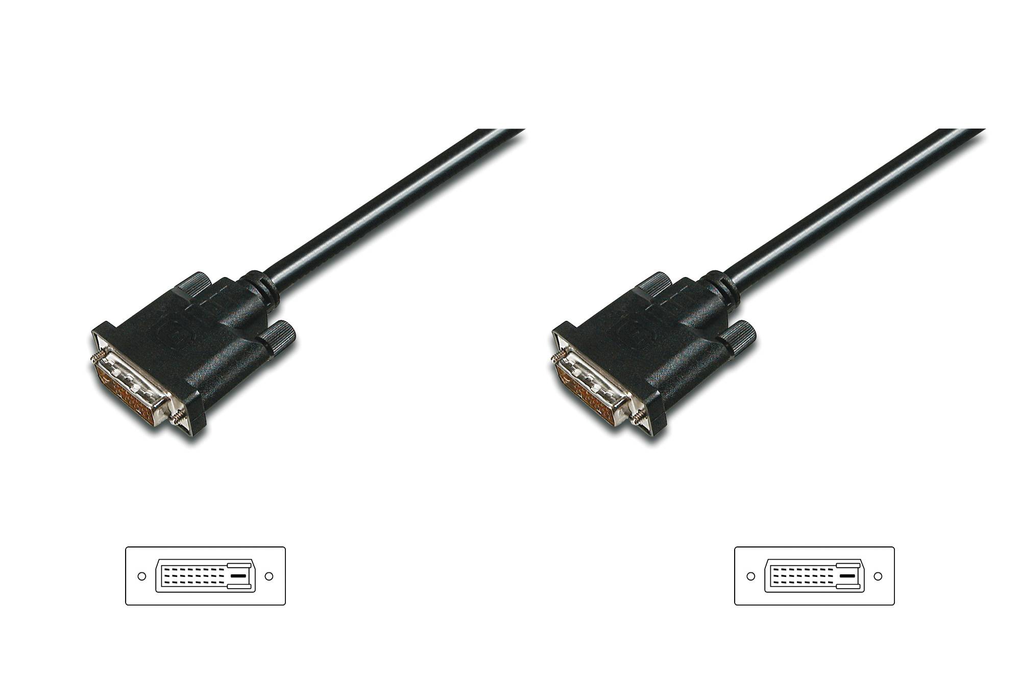 Digitus DVI Cable DVI-D 24+1-pin plug, DVI-D 24+1-pin plug 0.50 m Black AK-320108-005-S screwable DVI cable-4