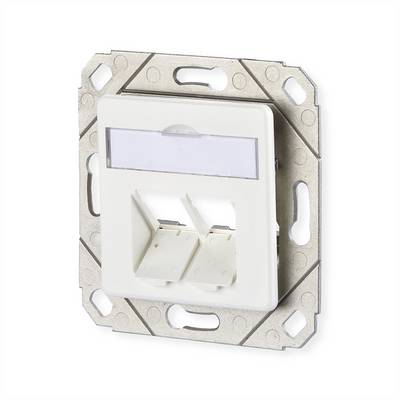 Metz Connect Network outlet Flush mount Insert with main panel Unequipped 2 ports Pure white (RAL 9010)-1