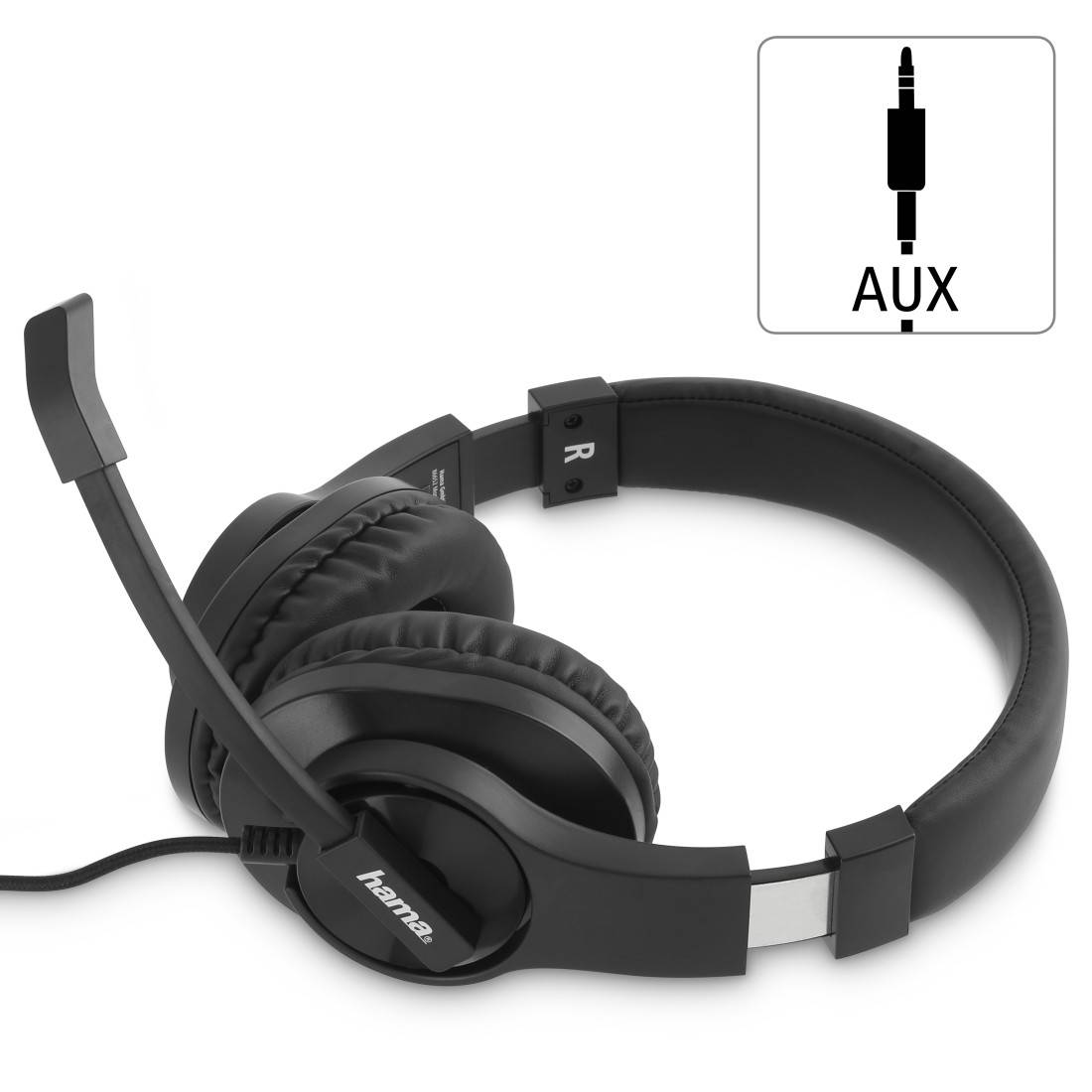 Hama Over-ear headset Corded (1075100) Stereo Black Volume control, Microphone mute PC-1