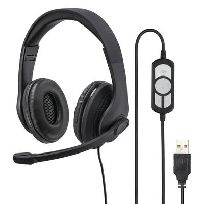 Hama On-ear headset Corded (1075100) Stereo Black Volume control, Microphone mute PC-0