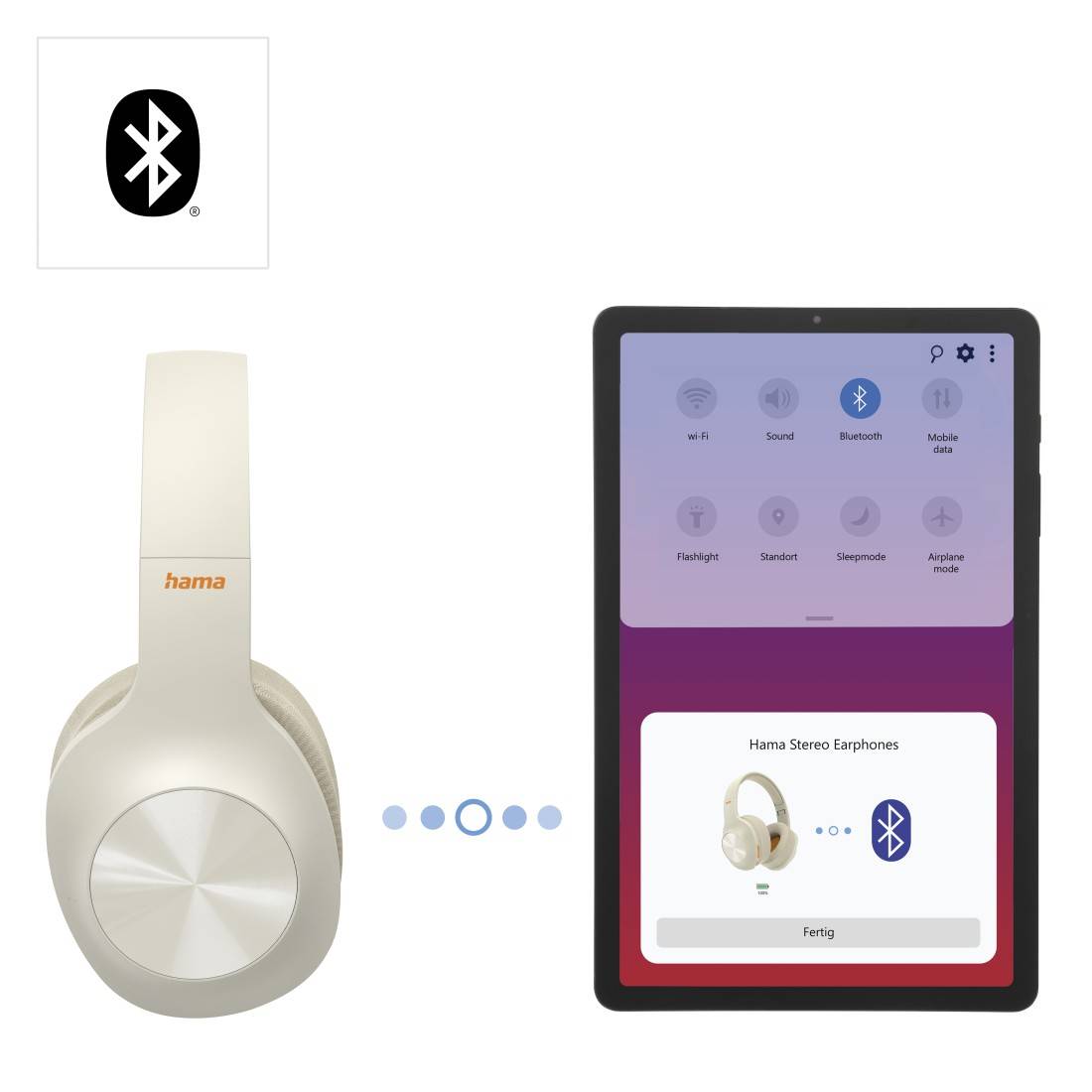 Hama Over-ear headset Bluetooth® (1075101) Stereo Beige Foldable, Headset, Volume control Hi-Fi-4