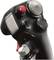 A black joystick with red and grey buttons and a control lever. Labels read 'NOSE UP' and 'NOSE DOWN'.
