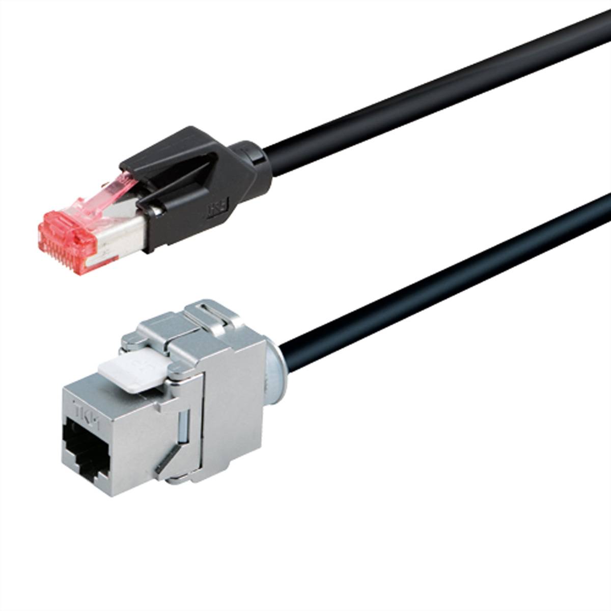 Bachmann 918.034 RJ45 Patch cable CAT 6A S/FTP 5.00 m Black Flame-retardant, incl. detent 1 pc(s)-0
