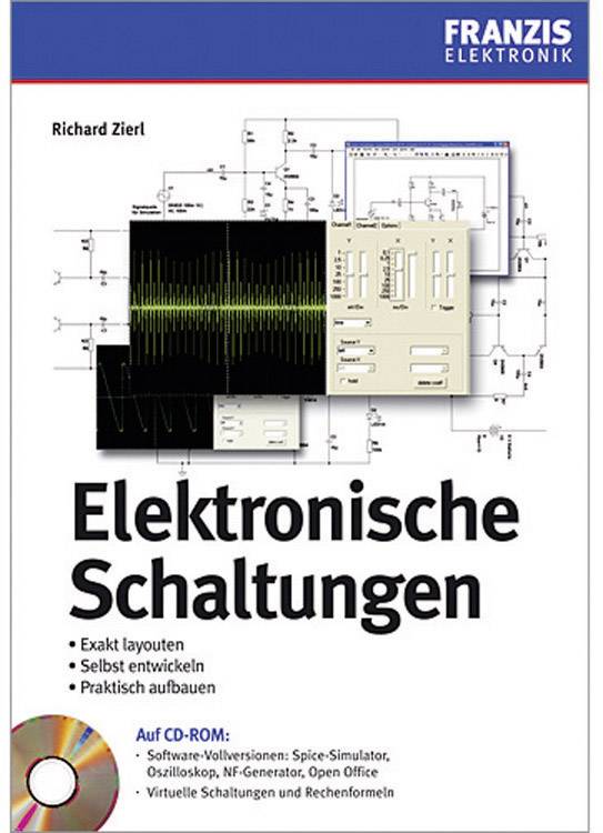 Book cover of 'Electronic Circuits' by Richard Zierl, featuring diagrams and software menus related to electronic circuits.