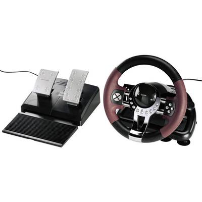 Hama Racing Wheel Thunder V5 Steering wheel USB PC, PlayStation 3 Black, Red incl. foot pedals