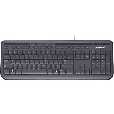 Microsoft WIRED KEYBOARD 600 USB Keyboard German, QWERTZ Black Splashproof 