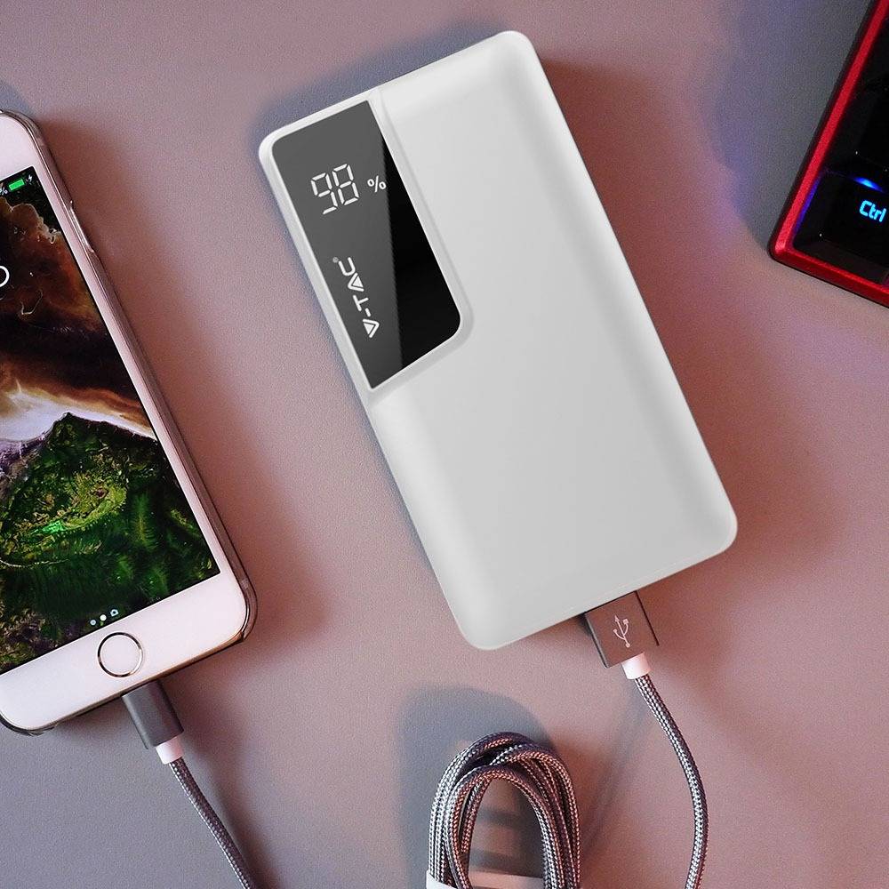 V-TAC VT-3511 WH Power bank 10000 mAh Li-ion USB, USB C® White Status display-2