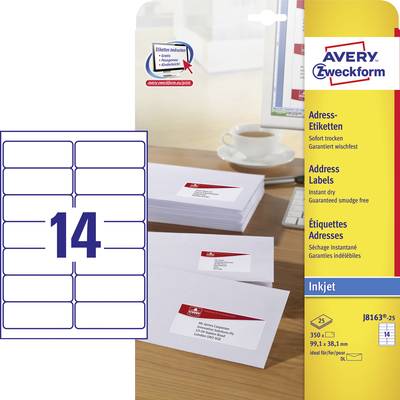 Avery-Zweckform J8163-25 Labels 99.1 x 38.1 mm Paper White ...