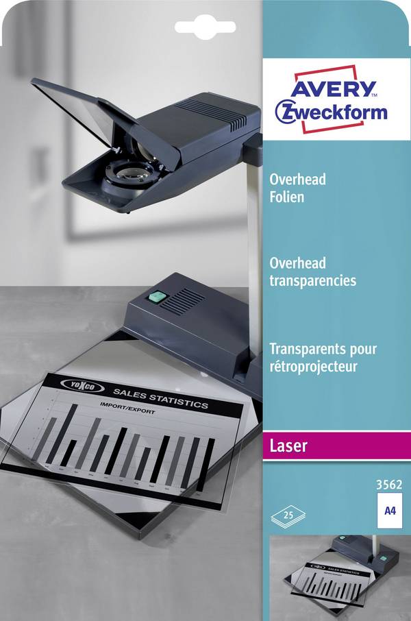 Avery-Zweckform Overhead 3562 OHP film A4 Laser printer, Copier Transparent 25 pc(s)