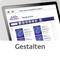 A website displays an open label design tool by Avery Zweckform on a tablet with the word 'Design' underneath.