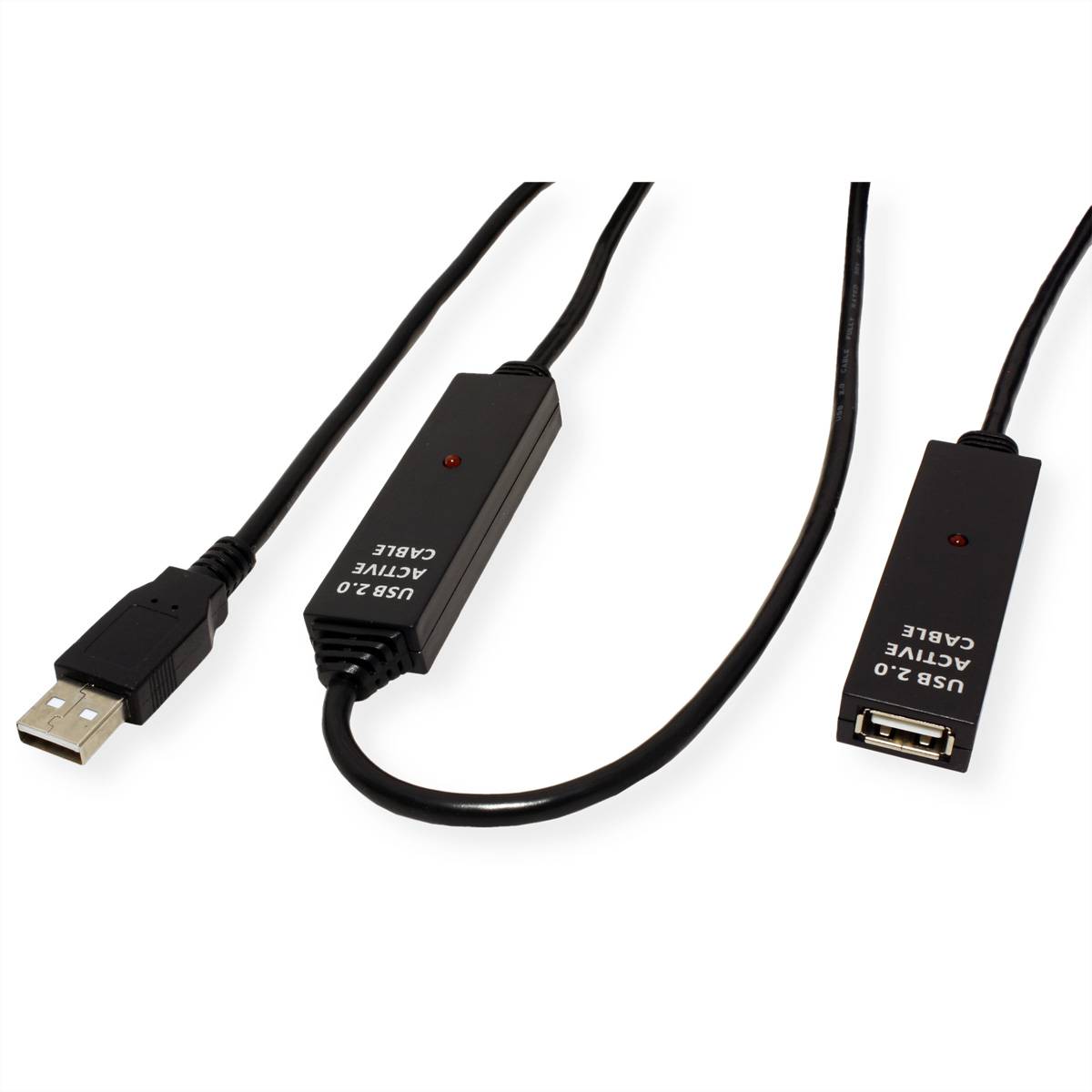 Value USB cable USB 2.0 USB-C® plug 30.00 m Black Battery / signal amplifier combo 12.99.1111-4