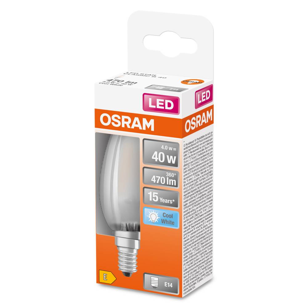 OSRAM HOMELIGHTING 4058075437128 LED (monochrome) EEC E (A - G) E14 Candle shape 4 W = 40 W Cool white (Ø x L) 35 mm x 1-3