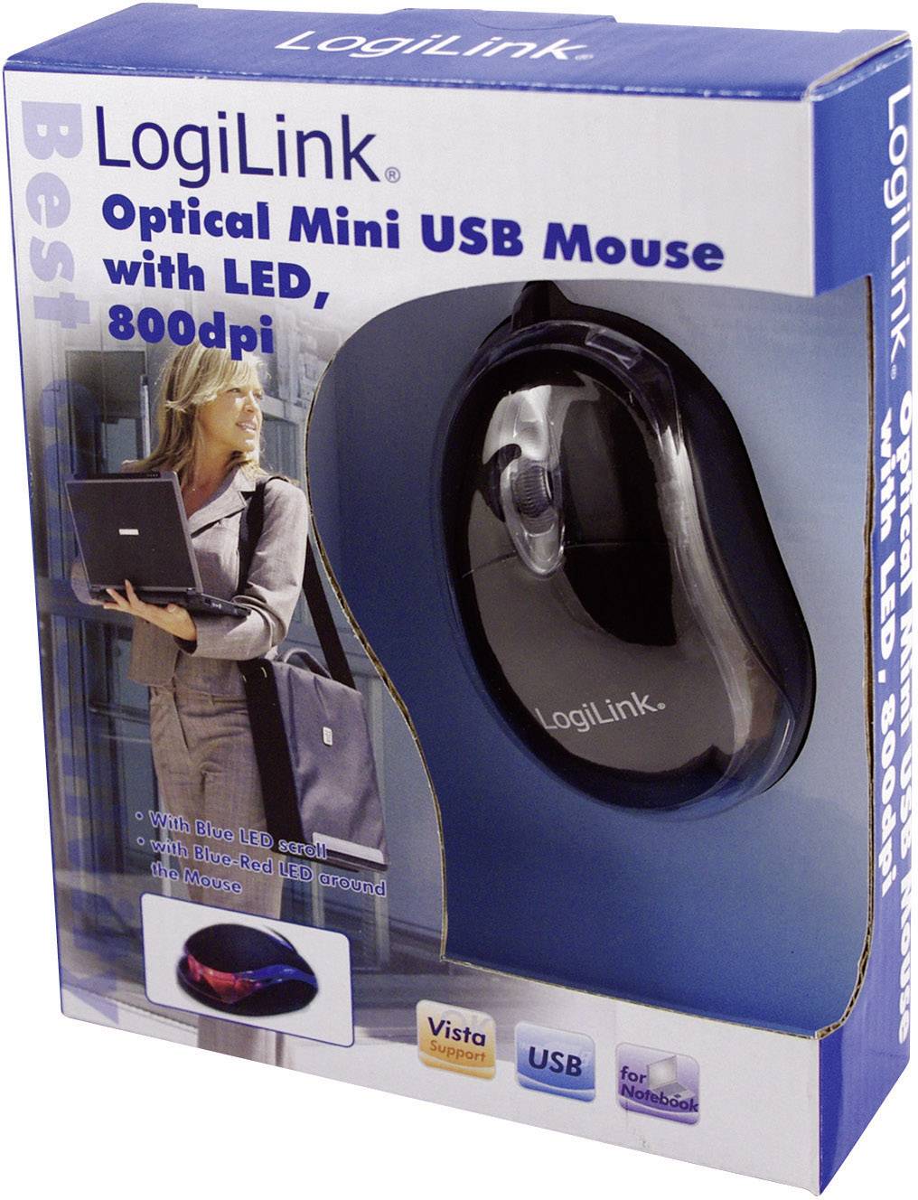 LogiLink Mini Mouse Mouse USB Optical Black 3 Buttons 800 dpi Backlit-1