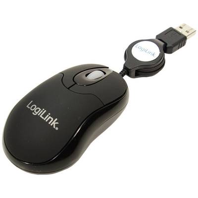 LogiLink ID0016  Mouse USB   Optical Black 3 Buttons 800 dpi Cable rewind