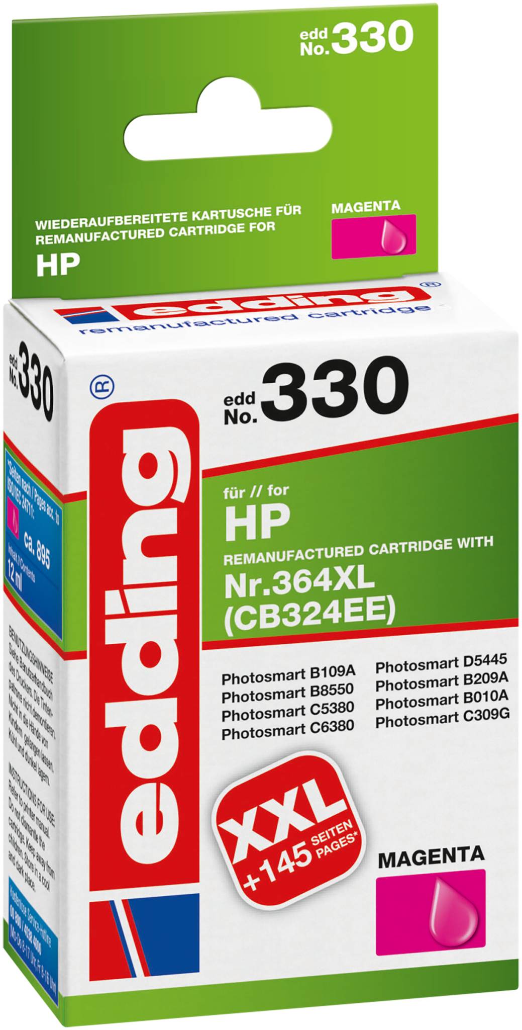 Edding Ink cartridge replaced HP 364XL, CB324EE Compatible Magenta EDD-330 18-330-1