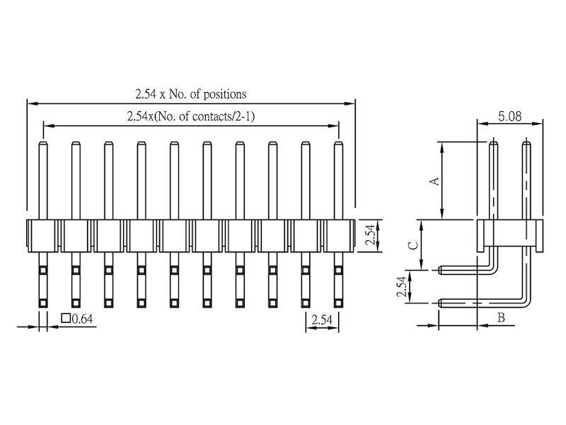 Connfly Pin strip (standard) No. of rows: 2 Pins per row: 2 DS1022-2*2RF11-B 1 pc(s) Bulk-2