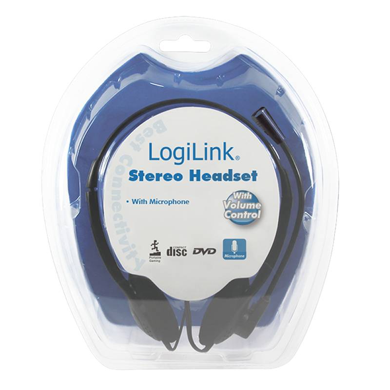 LogiLink HS0001 On-ear headset Corded (1075100) Stereo Black Volume control PC-2