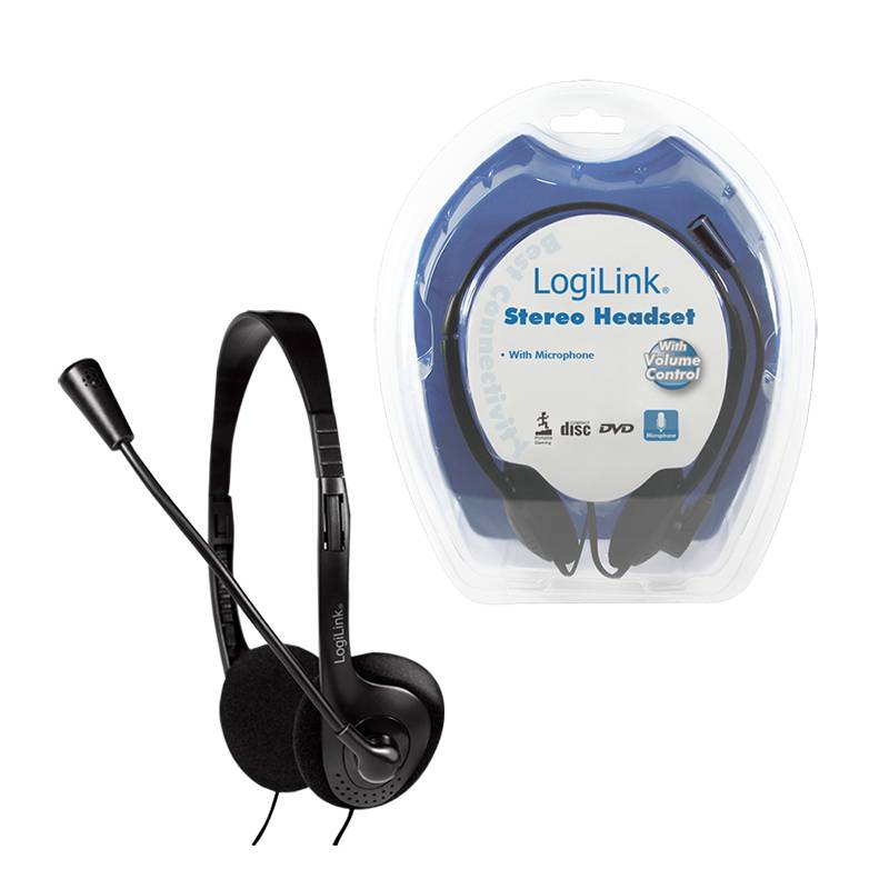 LogiLink HS0001 On-ear headset Corded (1075100) Stereo Black Volume control PC-3