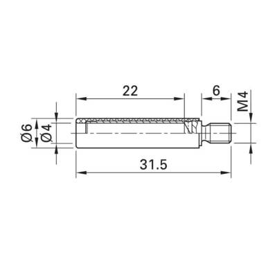 Stäubli B4-E-M4-I ROT Screw adapter M4 threaded bolt - 4 mm socket;Red1 pc(s)-2