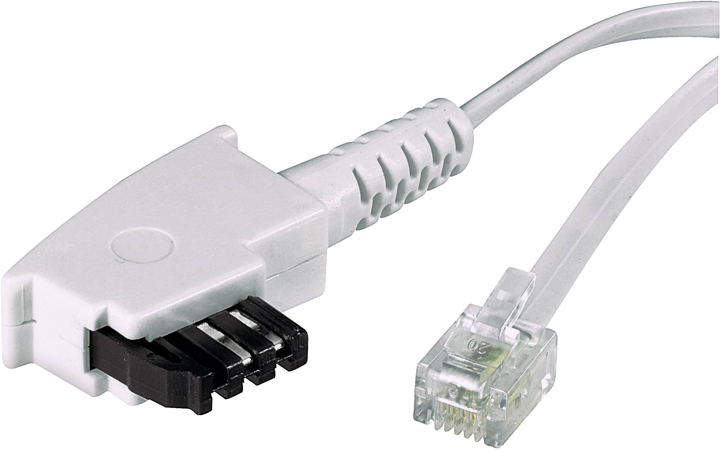Basetech Phone Cable [1x TAE-F plug - 1x RJ11 6p4c plug] 3.00 m White