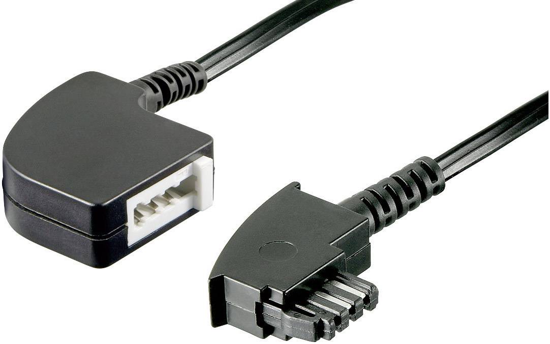Basetech Phone Cable extension [1x TAE-F plug - 1x TAE-F connector] 15.00 m Black