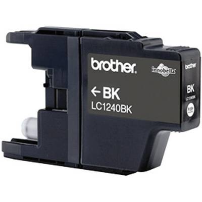 Black ink cartridge by Brother, model number LC1240BK, compatible with various printer models of the same brand.