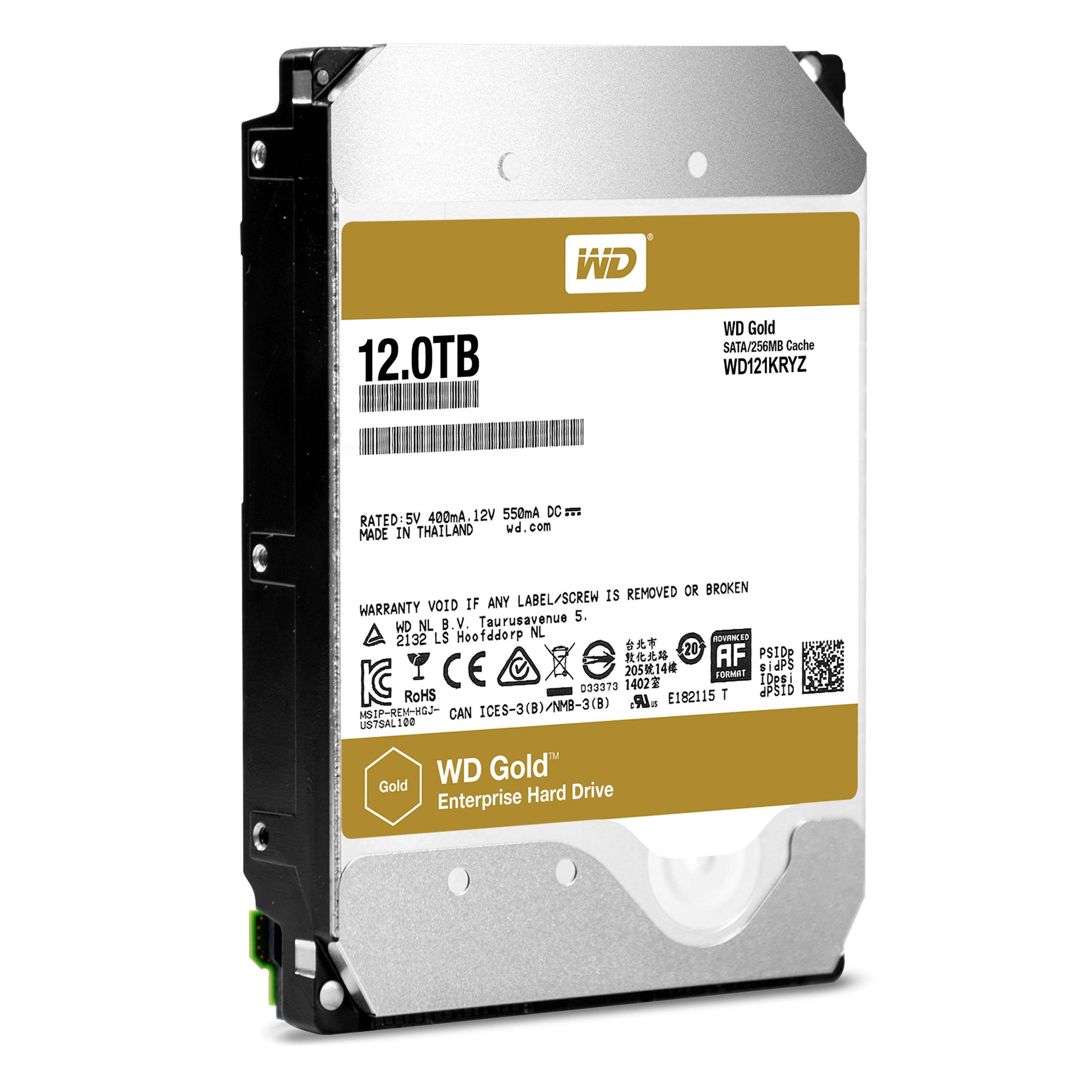 Western Digital Gold™ 12 TB 3.5" (8.9 cm) internal HDD SATA III WD121KRYZ Bulk-4