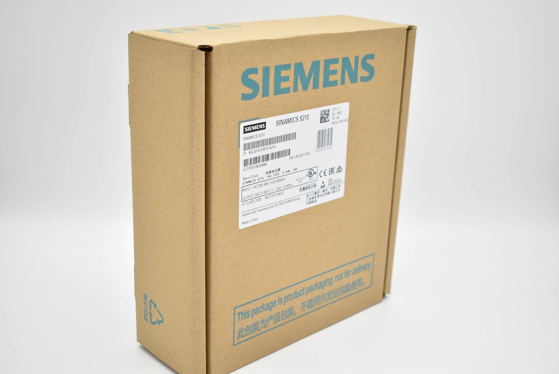 Siemens Frequency inverter 6SL3210-5HB10-4UF0 0.4 kW 1-phase-0
