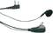 Headset with earpiece, cable with clip and two plugs. Suitable for communication devices.