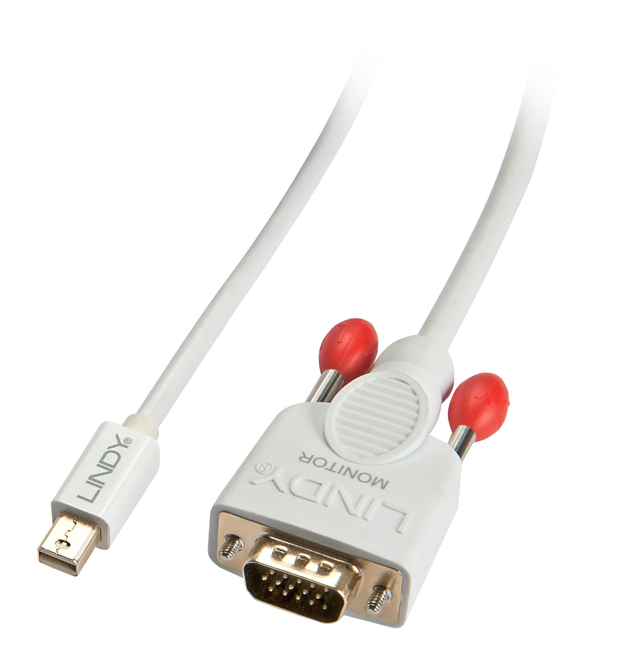 LINDY Mini DisplayPort / VGA Adapter cable Mini DisplayPort plug, VGA 15-pin plug 1.00 m White 41966 DisplayPort cable-5