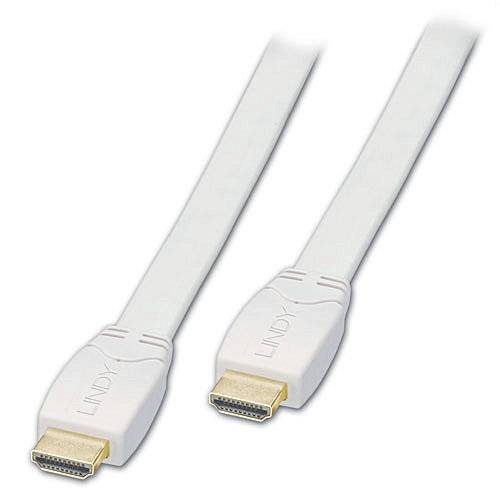 LINDY HDMI Cable HDMI-A plug, HDMI-A plug 1.00 m White 41161 Flat HDMI cable-1
